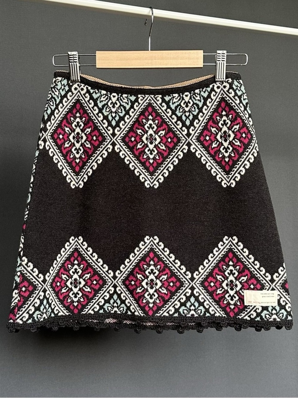 Odd Molly Archival Boho Knit Mini Skirt Sz 1